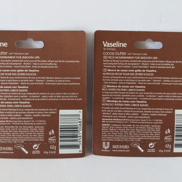 LOT OF 2 Cocoa Butter Vaseline Chapstick Petroleum Jelly Dry Chapped Lips SEALED - Picture 3 of 6